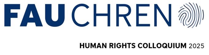 FAU CHREN logo, fingerprint, Human Rights Colloquium 2025