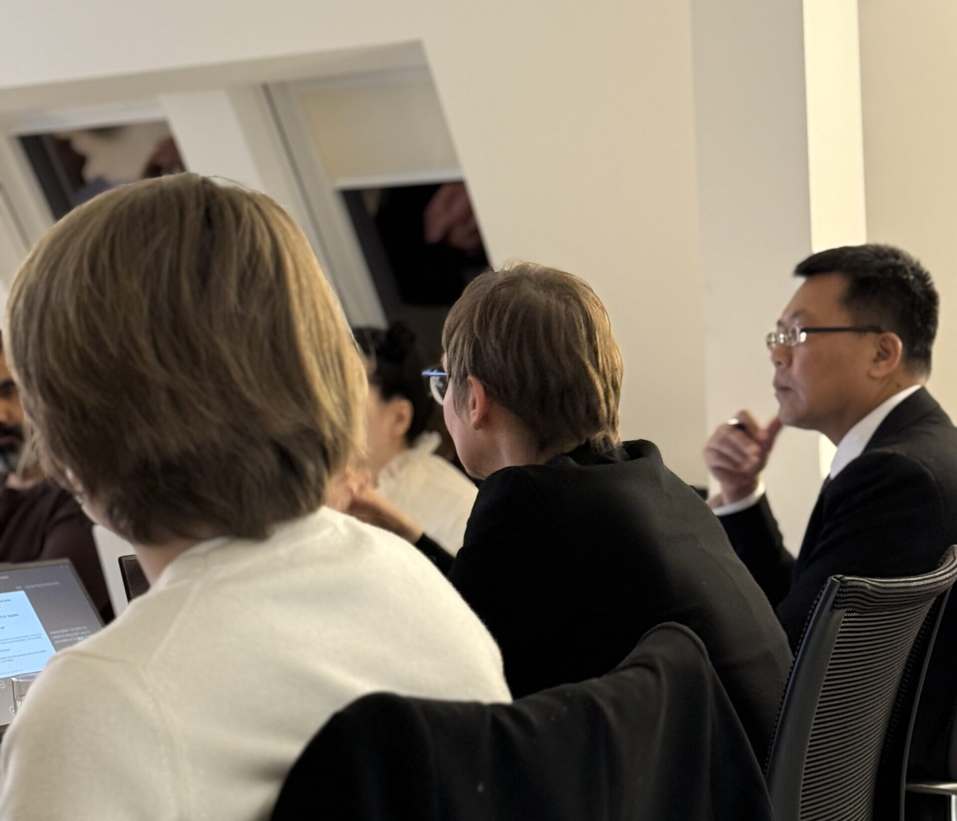 Polina kurakina, eva pils and teng biao (from left to right) from behind