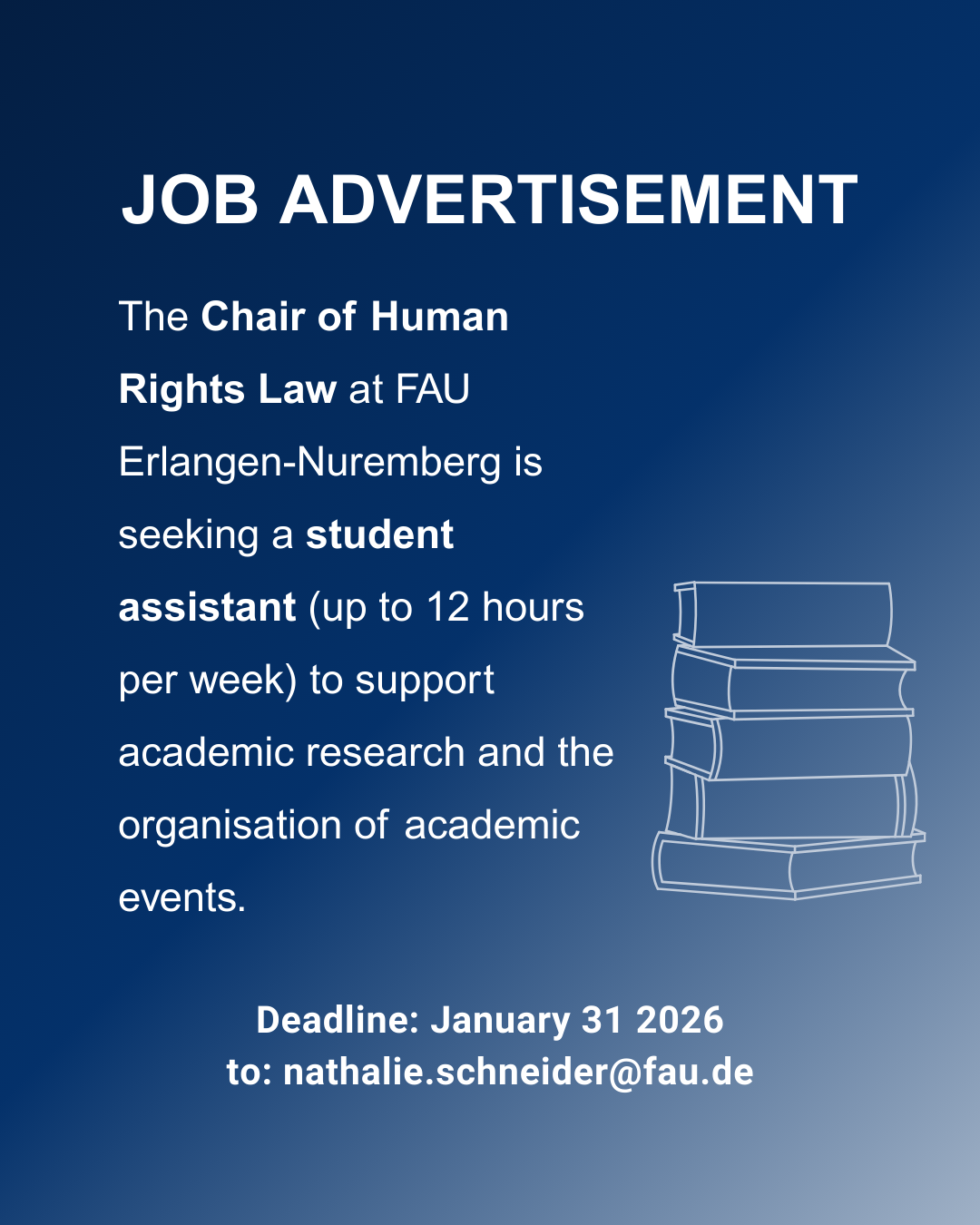 Call for applications title picture, information on the position which is also contained in the post's caption